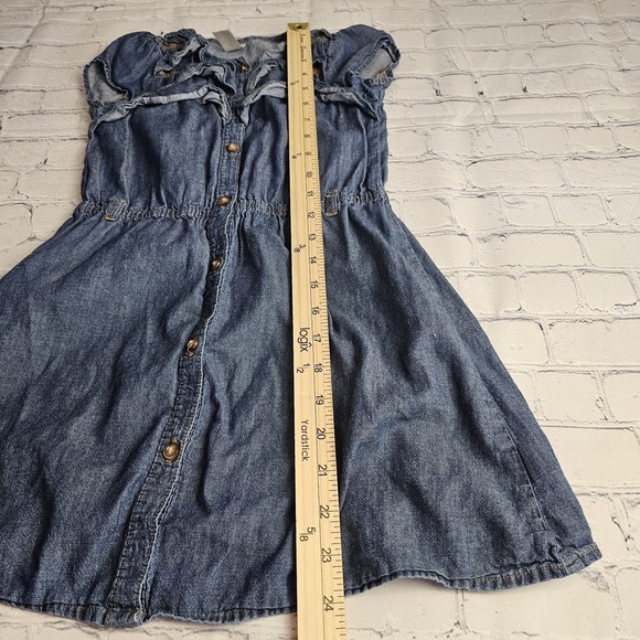 OshKosh B'gosh Kids 6X Dress Girls Denim Cap Sleeve Button Ruffles‎ Blue - Picture 5 of 6